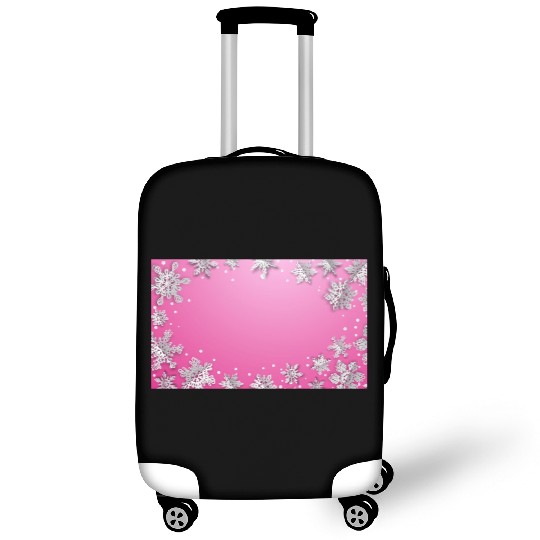 Winter Snowflakes Pink White Luggage Covers