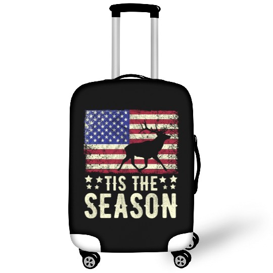 Tis The Season Retro American Flag Dear Hunting Luggage Covers