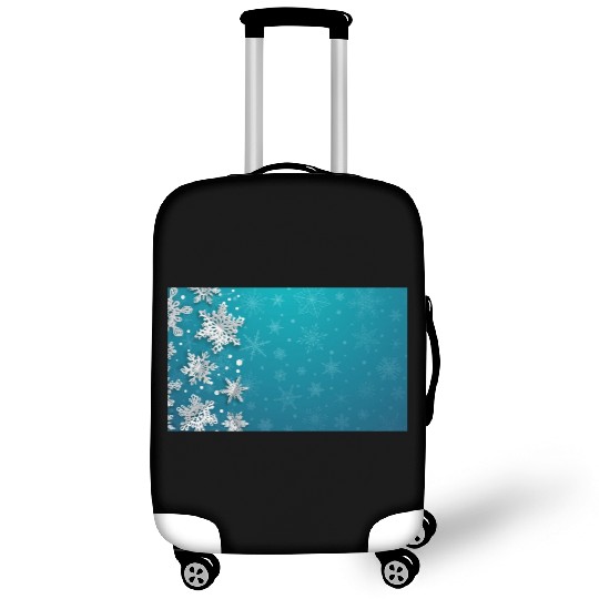 Elegant Christmas Snowflakes Pattern Teal Luggage Covers