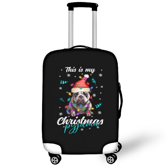 Winter Christmas Pyjama Bulldog Luggage Covers