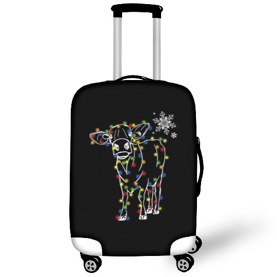 Cow Christmas Light Tree Cow Xmas Snow Lover Luggage Covers