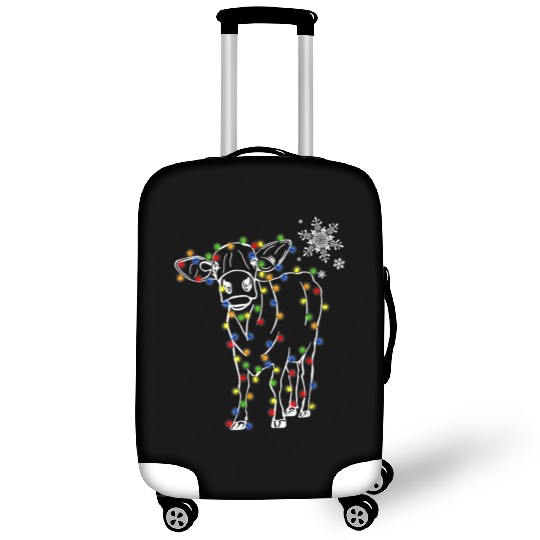 Cow Christmas Light Tree Cow Xmas Snow Lover Luggage Covers