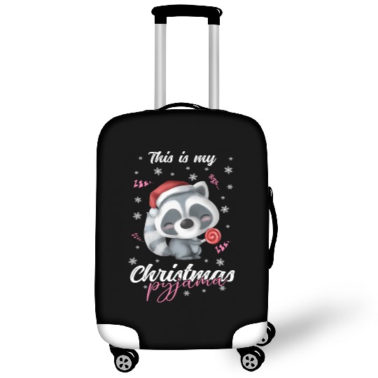 Winter Christmas Pyjama Raccoon Luggage Covers