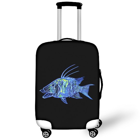 Neon blue green hogfish - funky fish designs Luggage Covers