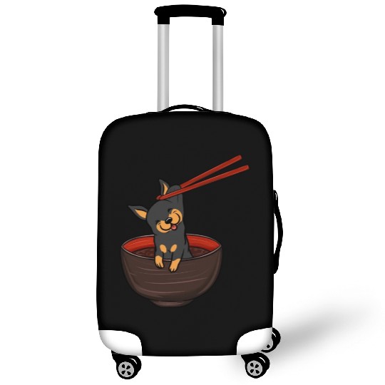 Miniature Pinscher Dipping Noodles Luggage Covers