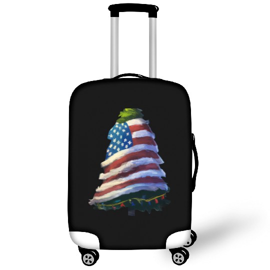 Patriotic Christmas Tree Wrapped In US Flag Luggage Covers