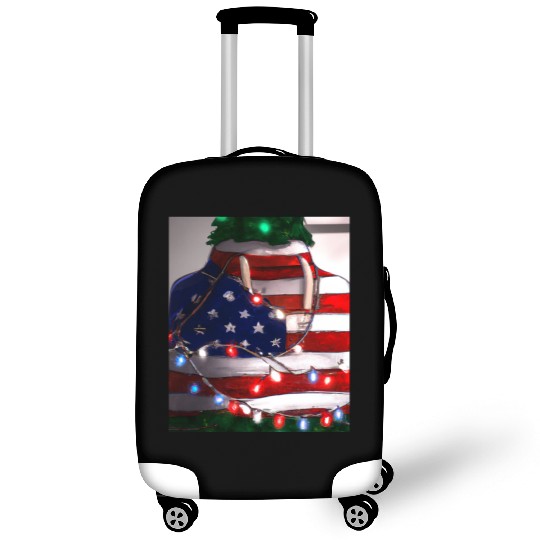 Patriotic Christmas Christmas Tree US Flag Luggage Covers