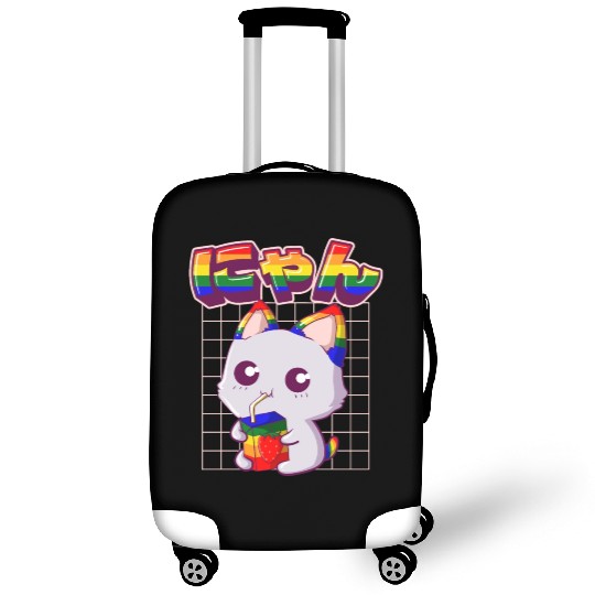 Gay Pride Kawaii Cat Strawberry Milk Rainbow Flag Luggage Covers