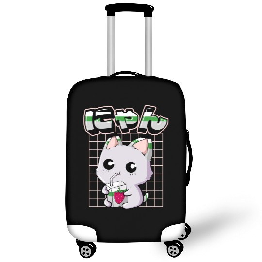 Demiromantic Pride Kawaii Cat Strawberry Milk Luggage Covers