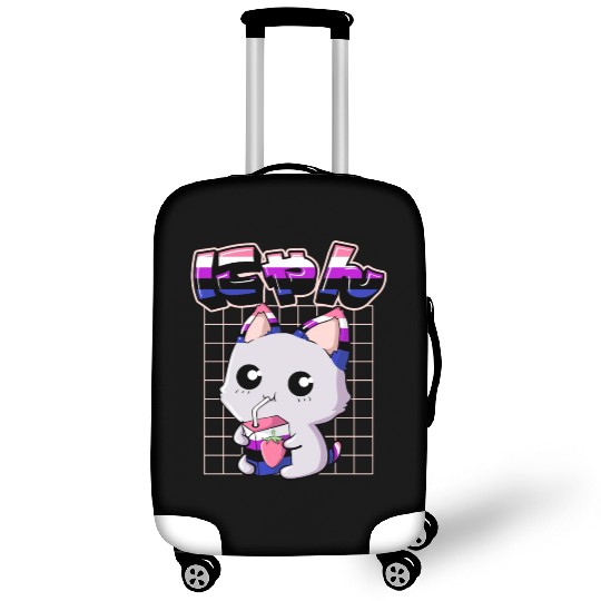 Genderfluid Pride Kawaii Cat Strawberry Milk Luggage Covers
