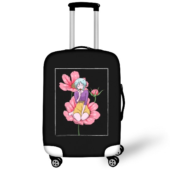 Bloomcore Aesthetic Anime Girl Flowers Cottagecore Luggage Covers