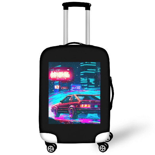 Vaporwave Car Synthwave City Luggage Covers