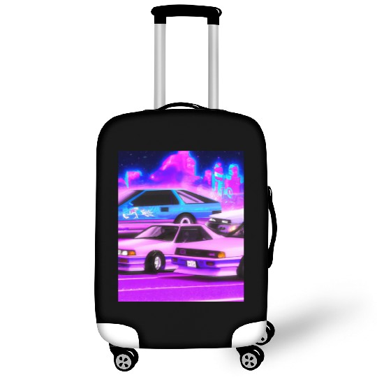 Vaporwave Car Synthwave City Luggage Covers