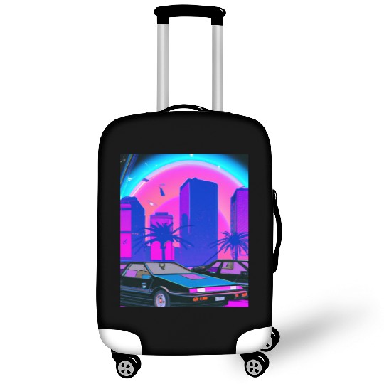 Vaporwave Car Synthwave City Luggage Covers