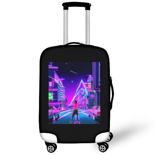 Vaporwave Car Synthwave Girl Luggage Covers