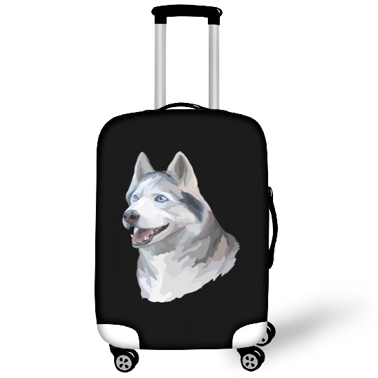 Cute Siberian Husky Dog Watercolor Painting Luggage Covers