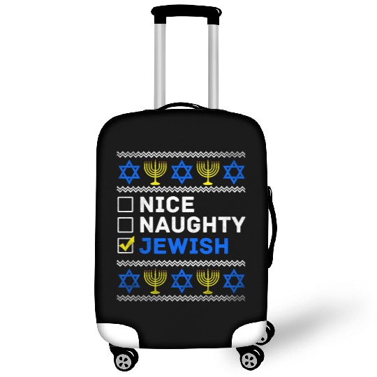 Nice Naughty Jewish Ugly Hanukkah Sweater Chanukah Luggage Covers