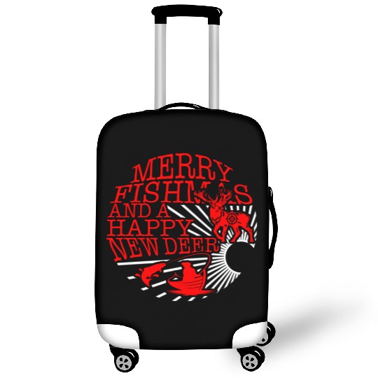 Christmas Luggage Covers, Merry Fishmas And Happy New Deer