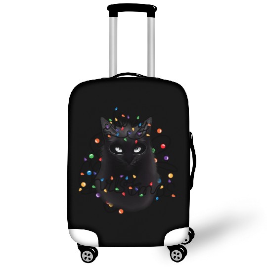 Black Cat christmas light Luggage Covers