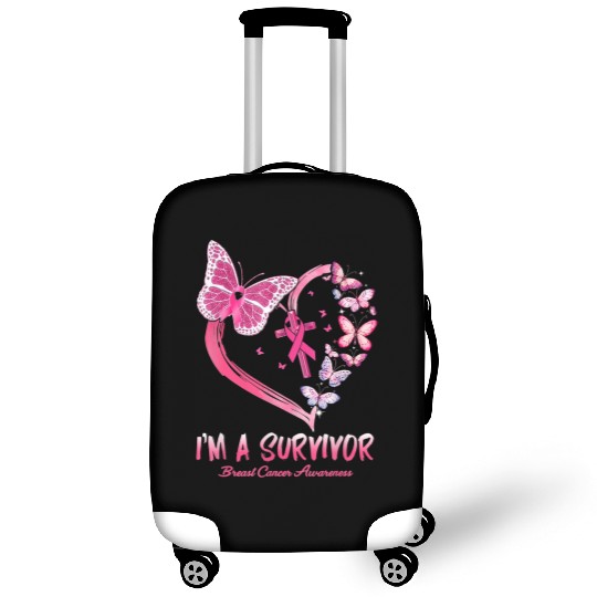 Pink Butterfly Heart I'm A Survivor Breast Cancer Luggage Covers
