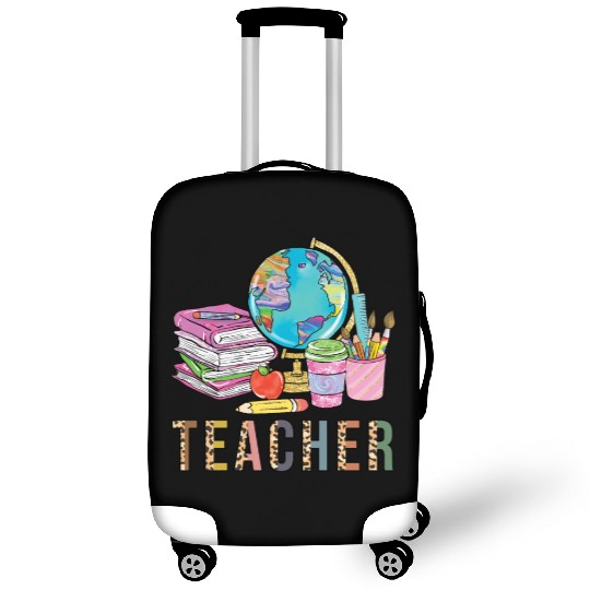 Cute Teacher Leopard Print Globe First Day of Luggage Covers