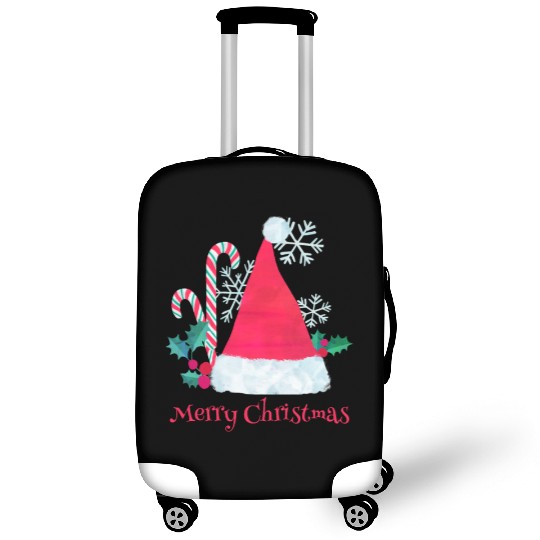 Santa Hat and Candy Canes for Christmas Luggage Covers