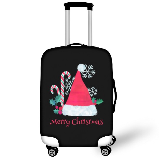 Santa Hat and Candy Canes for Christmas Luggage Covers