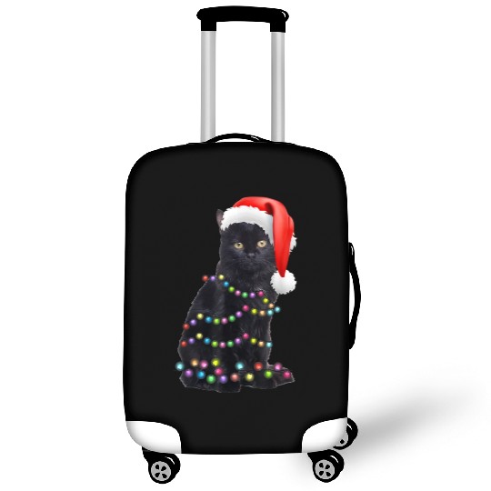 Black Cat Christmas Light Funny Cat Love Christmas Luggage Covers