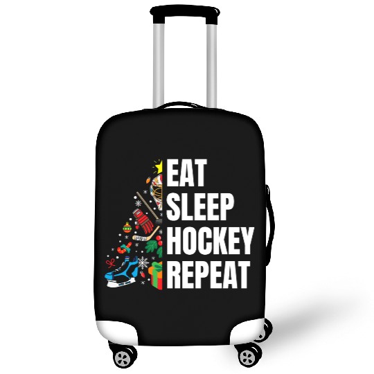 Eat Sleep hockey Repeat Christmas tree Luggage Covers