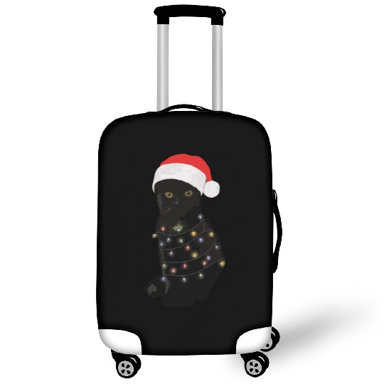 Black Cat Christmas Light Funny Cat Lover Luggage Covers