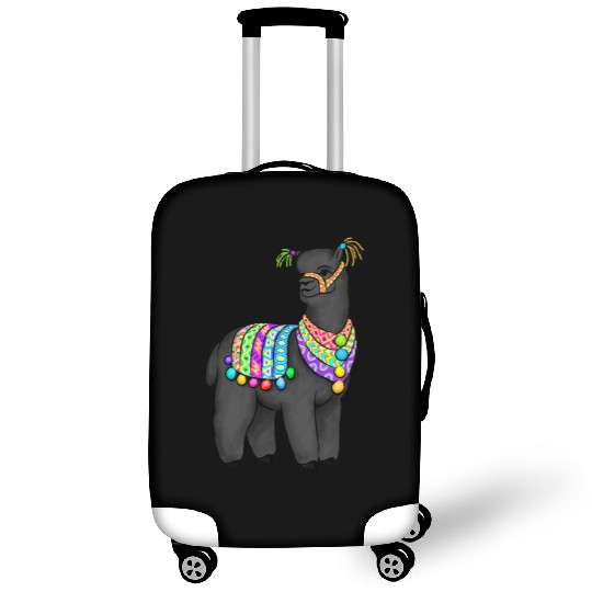 Black Alpaca in Peruvian folk colors and tassels Luggage Covers