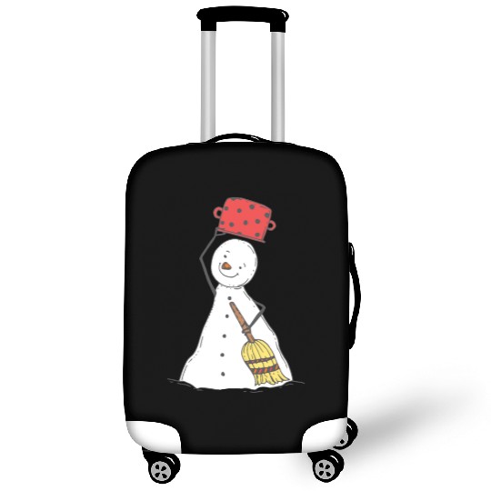 funny snowman with mustache and carrot Luggage Covers
