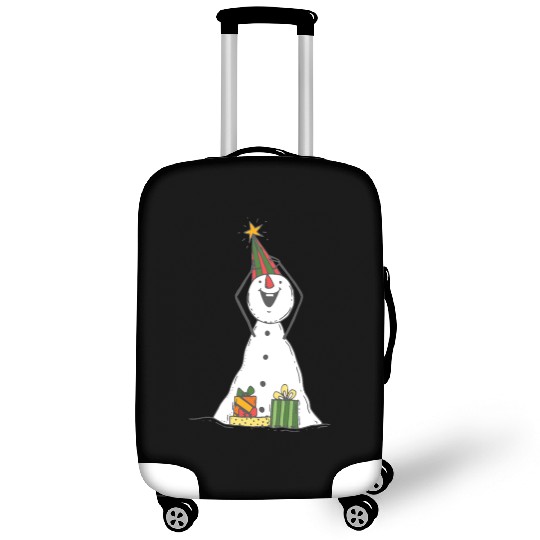 funny snowman with mustache and carrot Luggage Covers