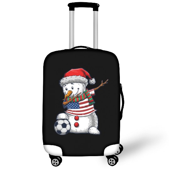 Soccer Boy Dabbing Snowman Christmas Jersey Luggage Covers