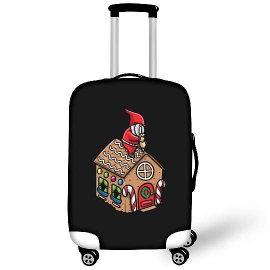 Christmas Gnome Gingerbread House Candy Cane Luggage Covers