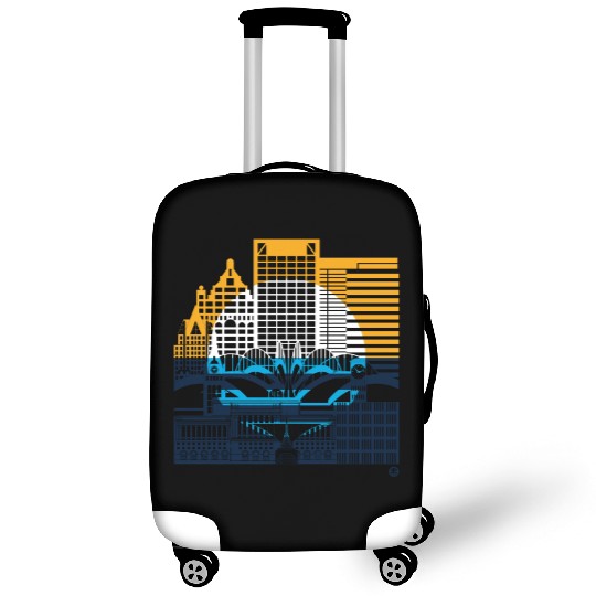 Milwaukee Skyline Squared Milwaukee Peoples Flag D Luggage Covers