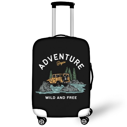 Light Blue Illustration Adventure Luggage Covers
