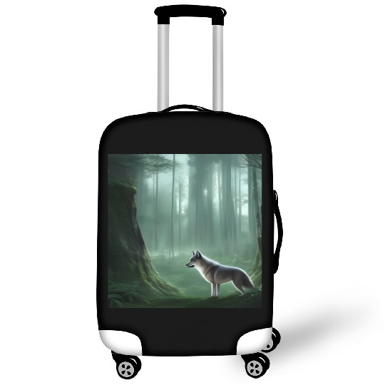 White wolf in the forest Luggage Covers