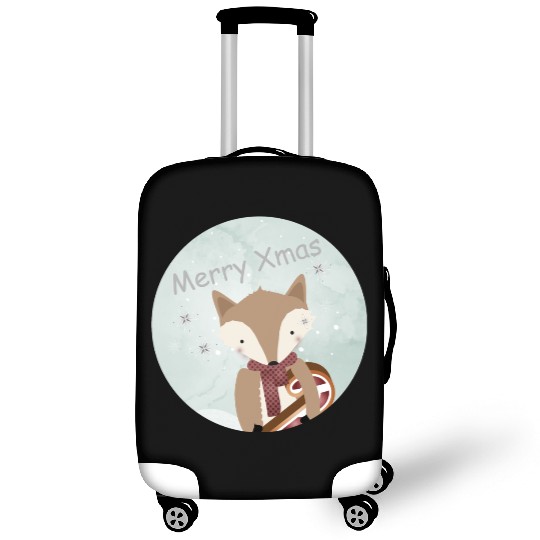 cute fox for Christmas with candy cane Luggage Covers