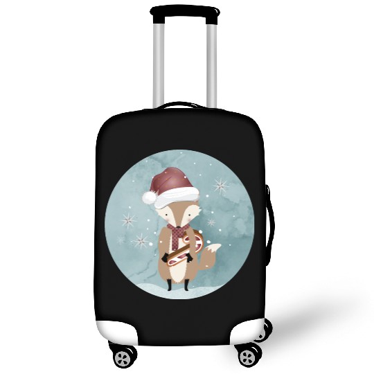 cute fox for Christmas with candy cane Luggage Covers