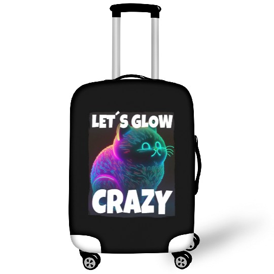 Lets Glow Crazy Cat Kitten Fluffy Cat Luggage Covers