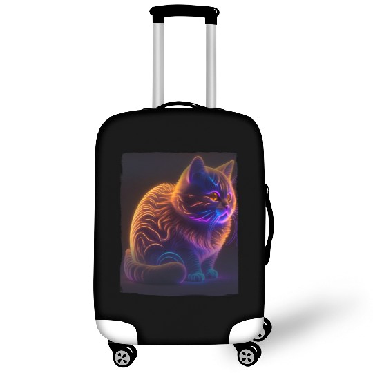 Lets Glow Crazy Cat Kitten Fluffy Cat Luggage Covers