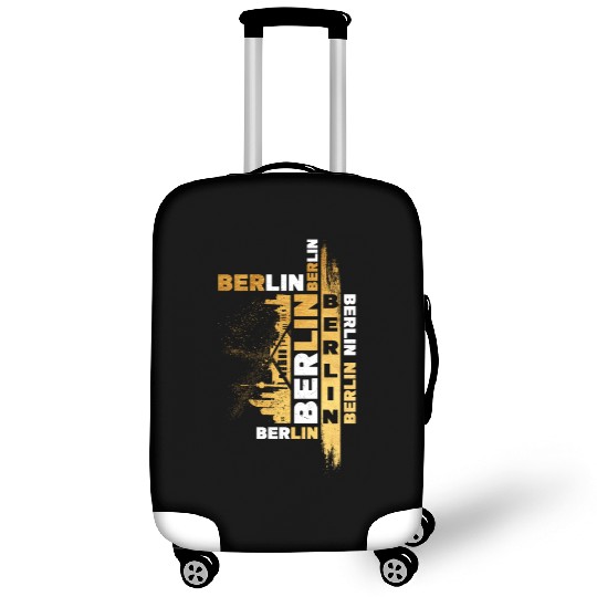 Berlin Germany German City Skyline Font Gold Luggage Covers