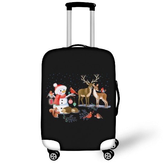 Winter fairytale with snowman and forest animals Luggage Covers