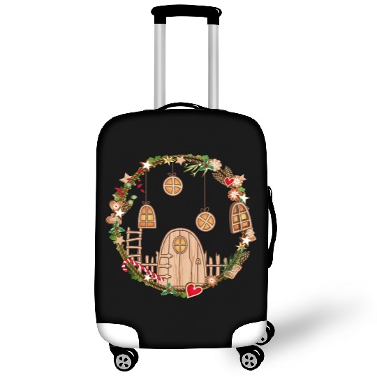Elf door in Christmas wreath for Christmas Luggage Covers