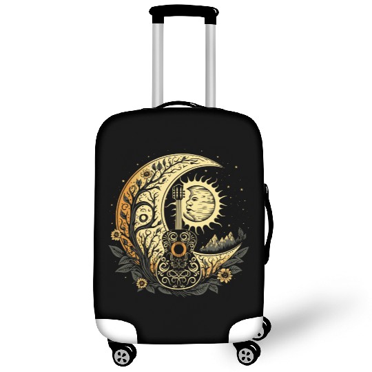 Cottagecore Acoustic Guitar With Moon, Sun, Stars Luggage Covers