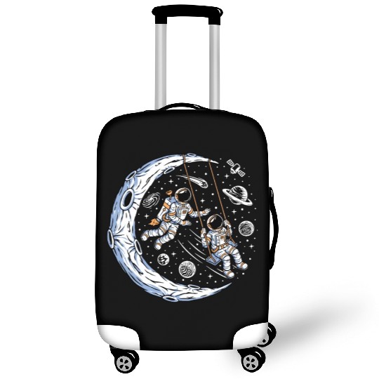 Astronauts on swing on moon Luggage Covers
