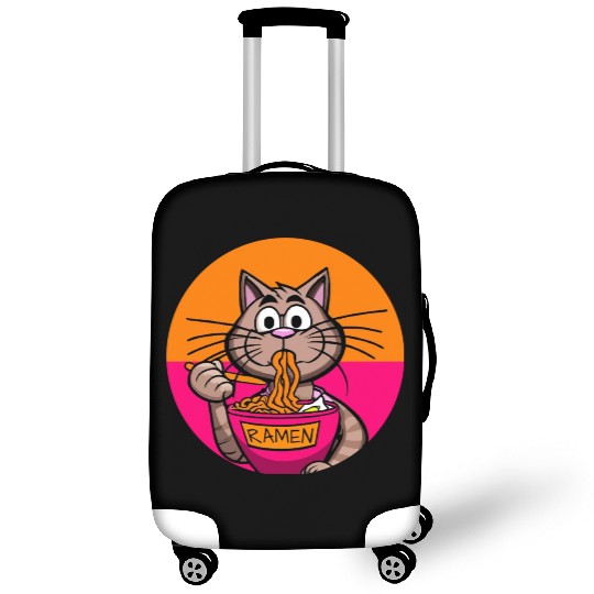 Colorful Ramen Cat Orange and Pink Luggage Covers