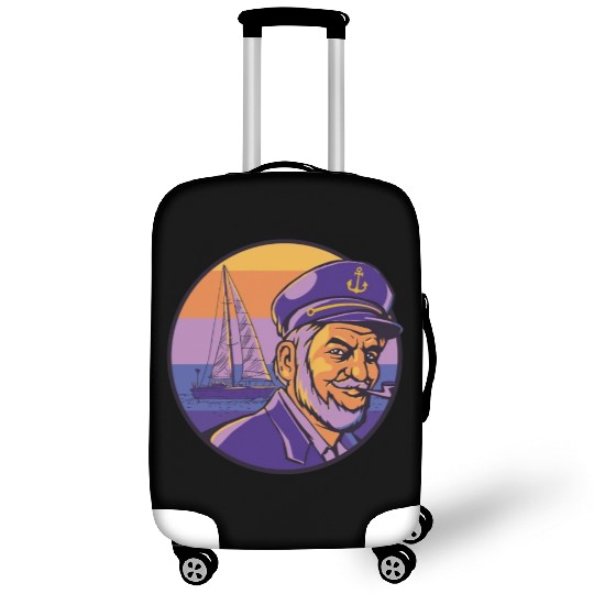 Retro ship old captain sailing boat sea Retro ship Luggage Covers