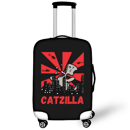 Catzilla funny cat Japanese Sunset Luggage Covers